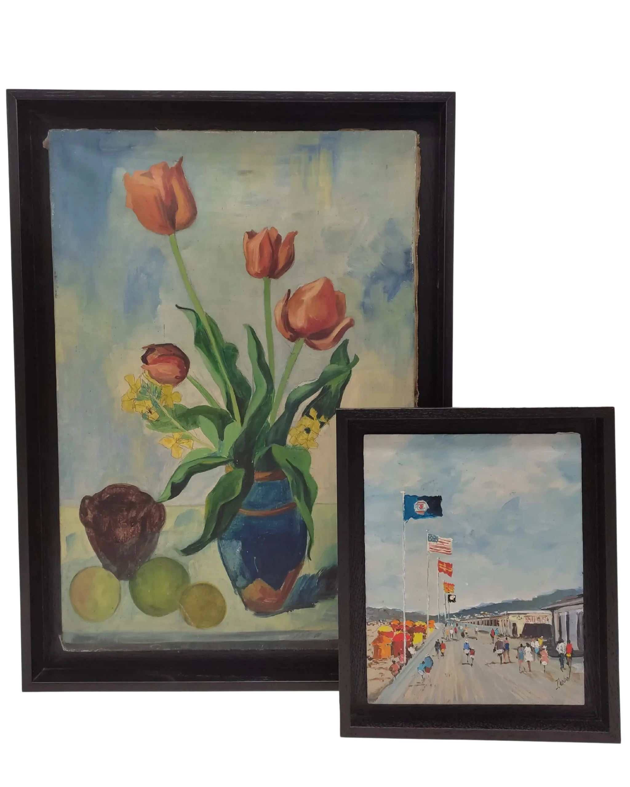 Deux huile sur toile dans des caisses américaines réalisé par l'Atelier Histoire d'Art à Lyon - Caluire