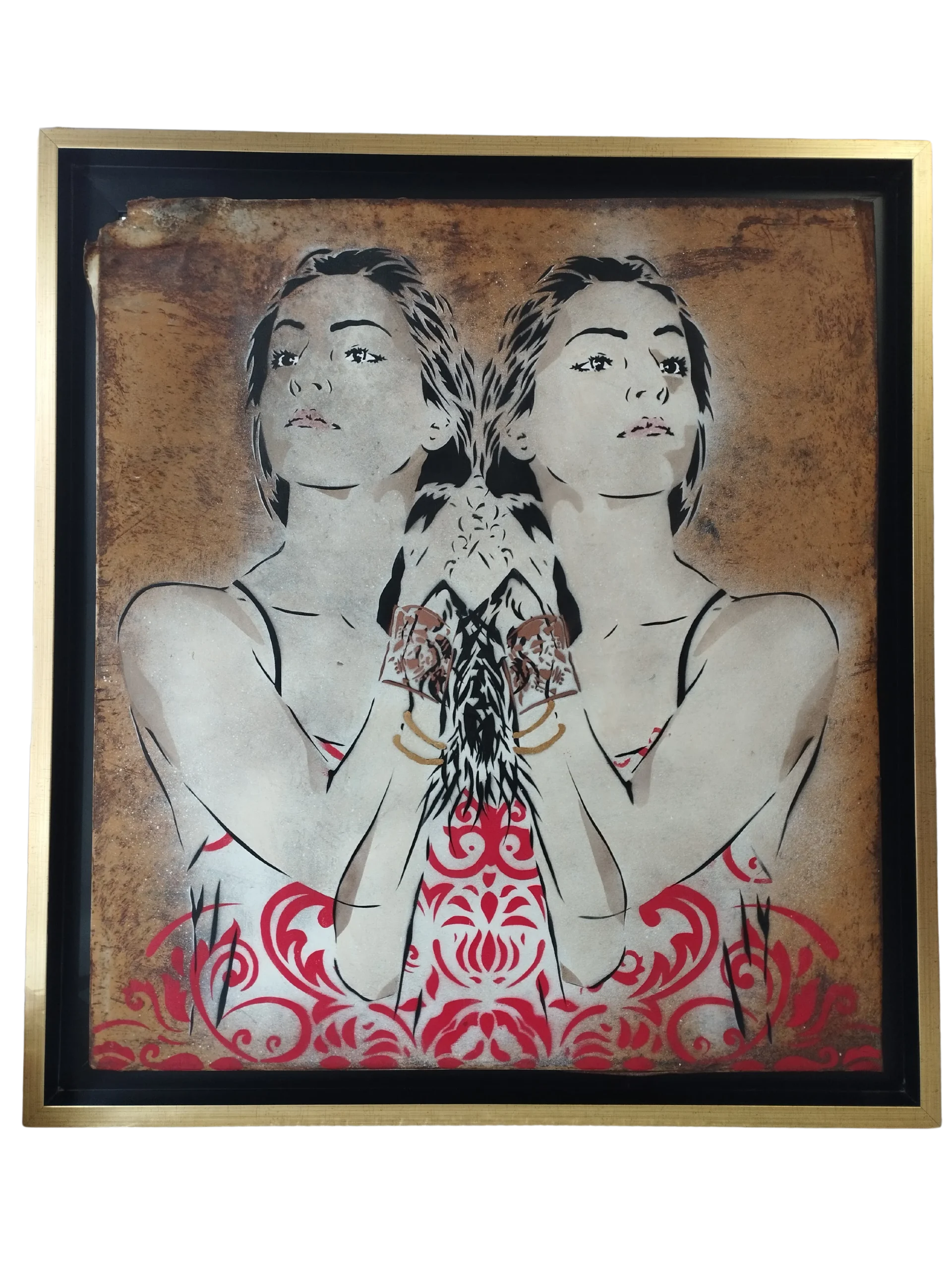 Street Art dans une caisse américaine noire et dorée réalisé par l'Atelier Histoire d'Art à Lyon - Caluire