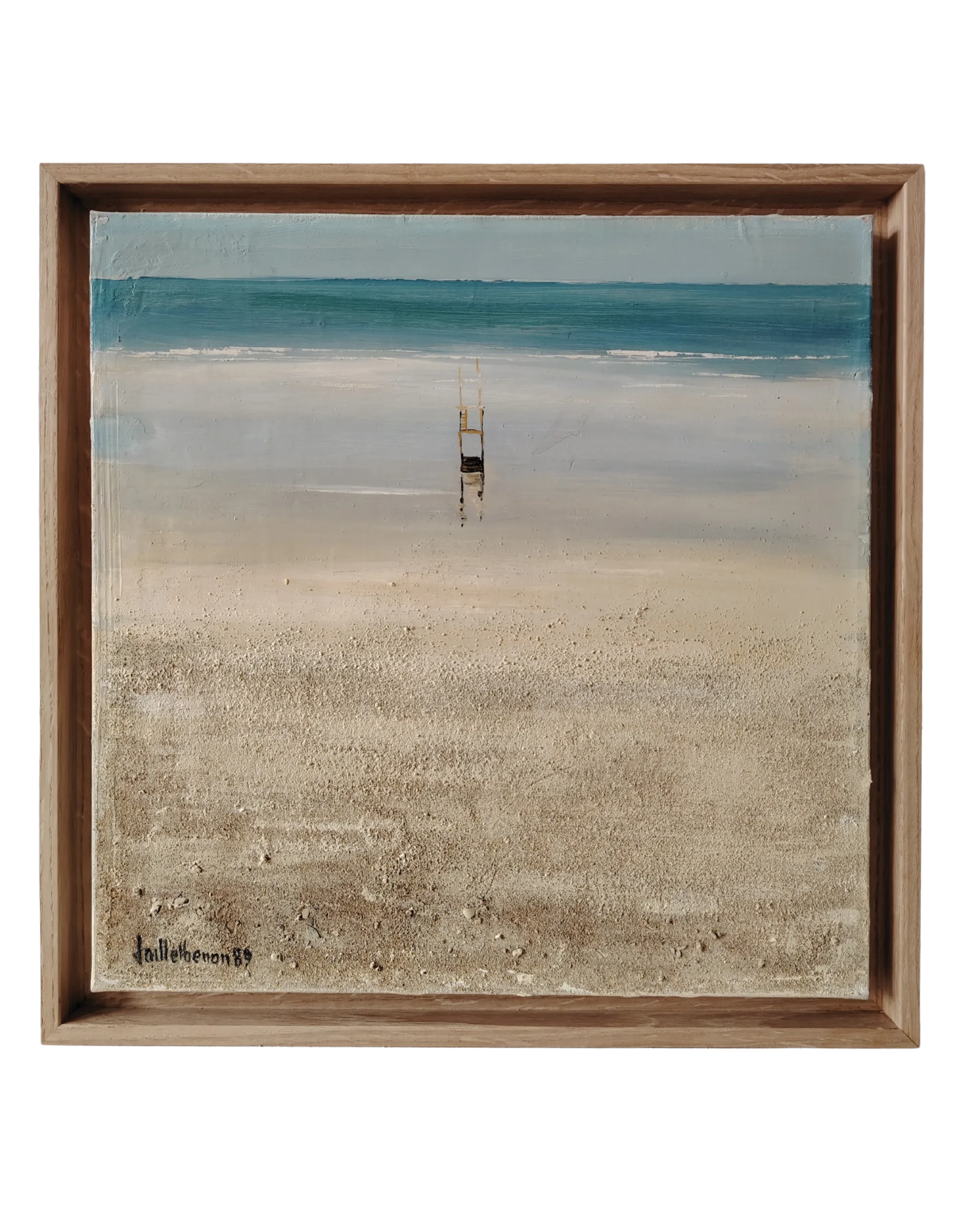 Toile moderne dans caisse américaine en bois réalisé à l'Atelier Histoire d'Art - Lyon - Caluire