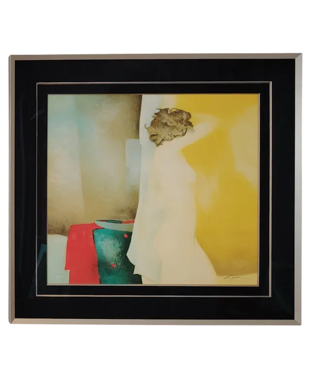 Lithographie dans cadre aluminium et double passe-partout réalisé par l'Atelier Histoire d'Art - Lyon - Caluire