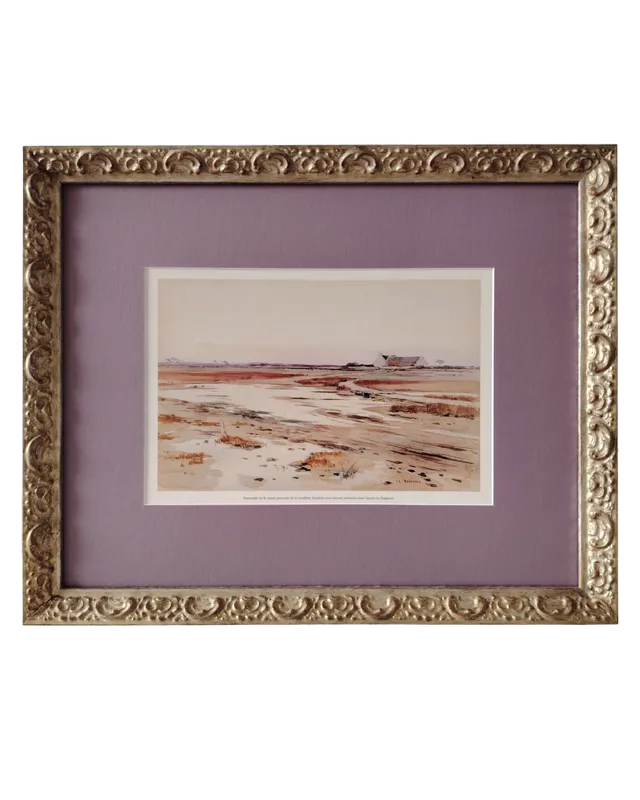Lithographie dans passe-partout et baguette moulurée dorée réalisé par l'Atelier Histoire d'Art - Lyon - Caluire