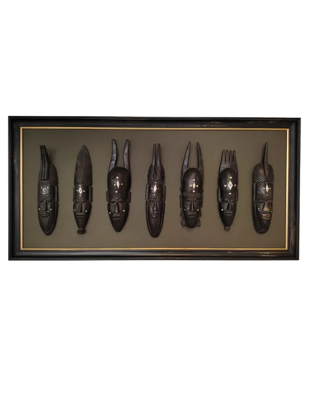 Masque africains encadrés réalisé par l'Atelier Histoire d'Art - Lyon - Caluire