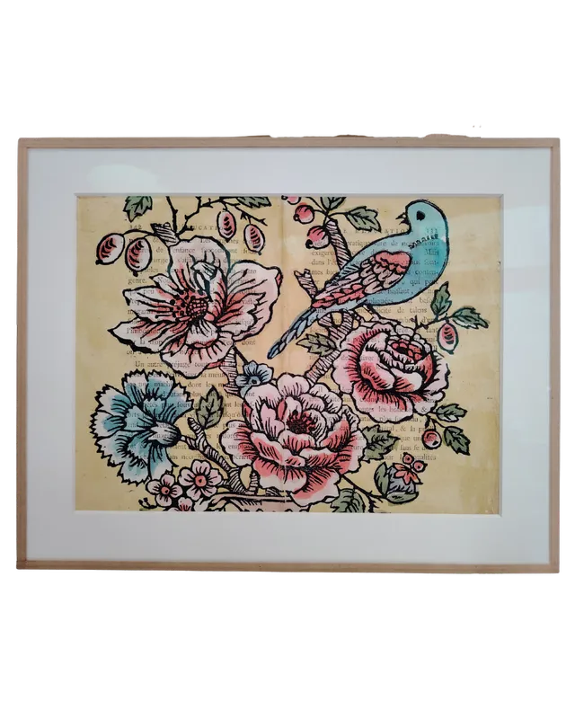 Encadrement bois et passe-partout avec biseau épais réalisé par l'Atelier Histoire d'Art - Lyon - Caluire