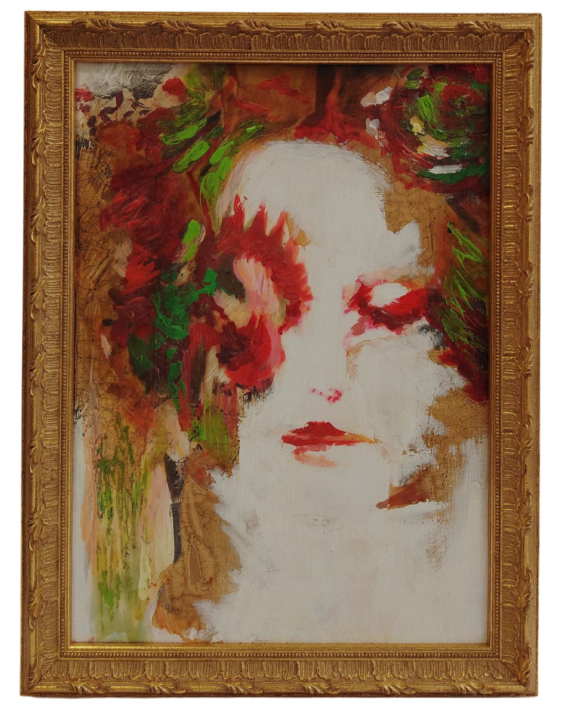 Huile sur toile dans cadre doré mouluré réalisé par l'Atelier Histoire d'Art à Lyon - Caluire