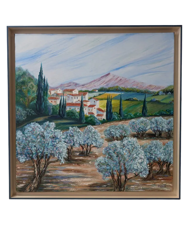 Tableau moderne dans caisse américaine avec filet coloré