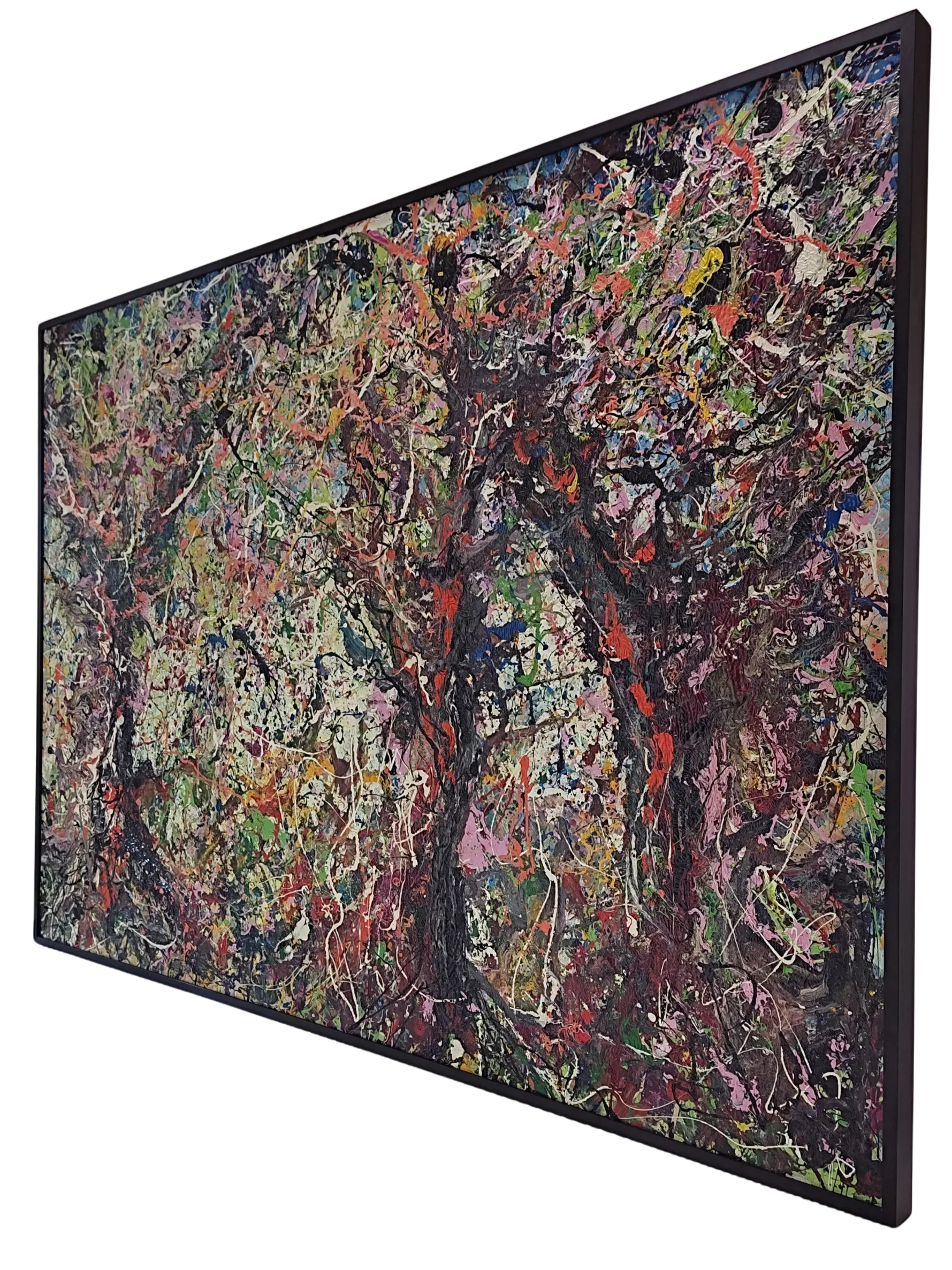Tableau contemporain grand format dans un cadre aluminium réalisé par l'Atelier Histoire d'Art à Lyon - Caluire