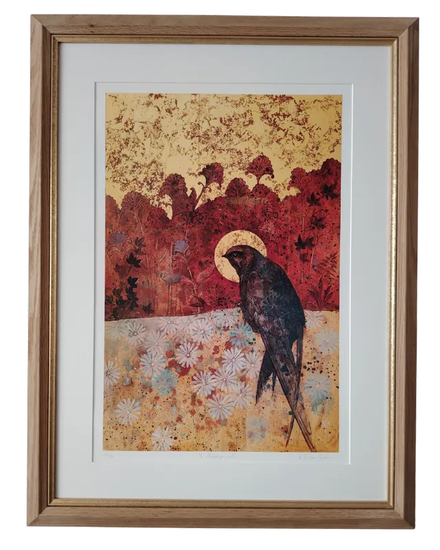 Sérigraphie dans cadre chêne avec passe-partout blanc réalisé par l'Atelier Histoire d'Art - Lyon - Caluire