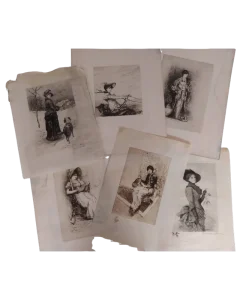 Collection de gravures jaunies et acidifiées avant restauration - Atelier Caluire.